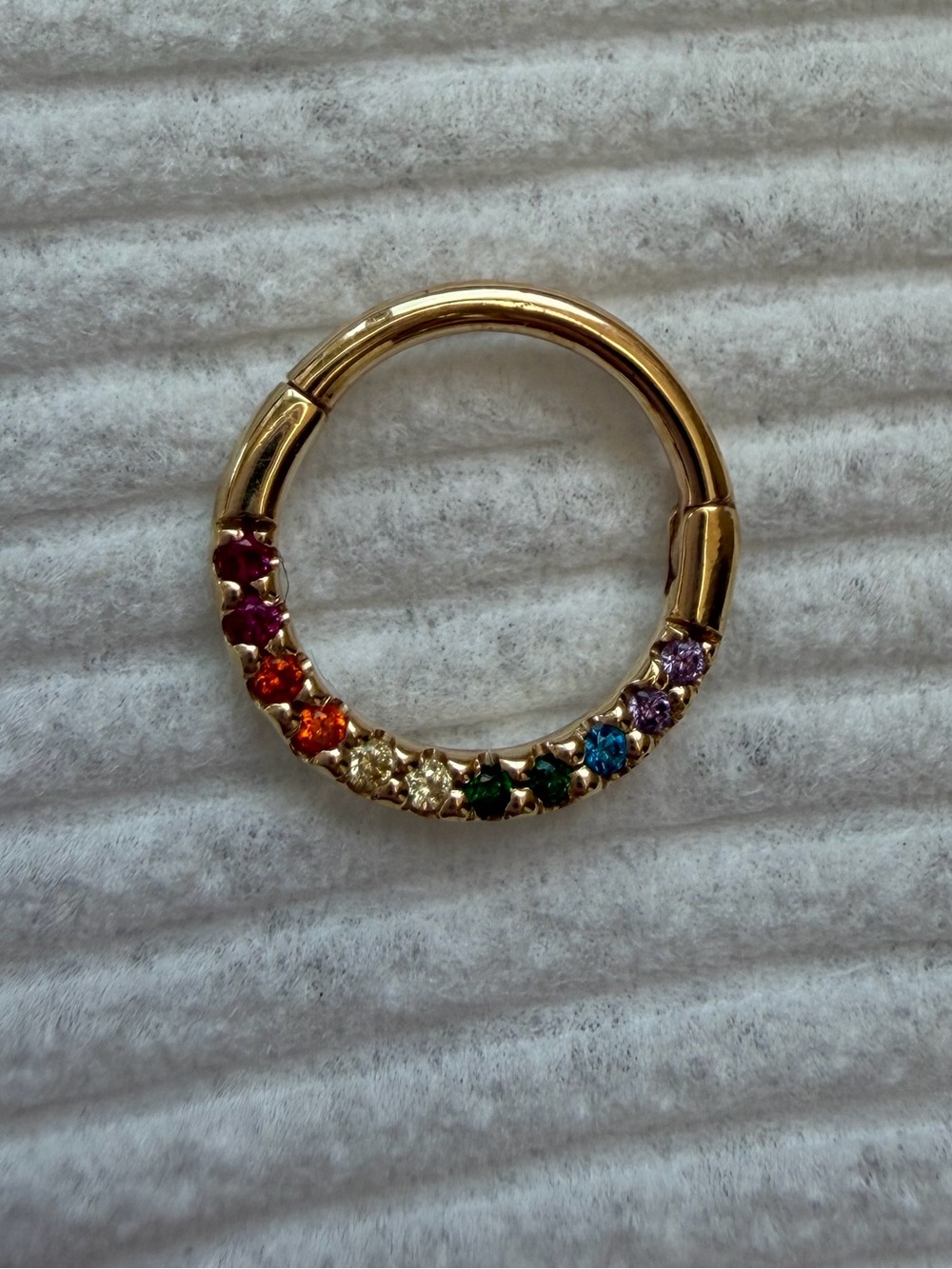 14k Gold Pride Gemstone Septum Ring by Norvoch - Picture 3 of 4